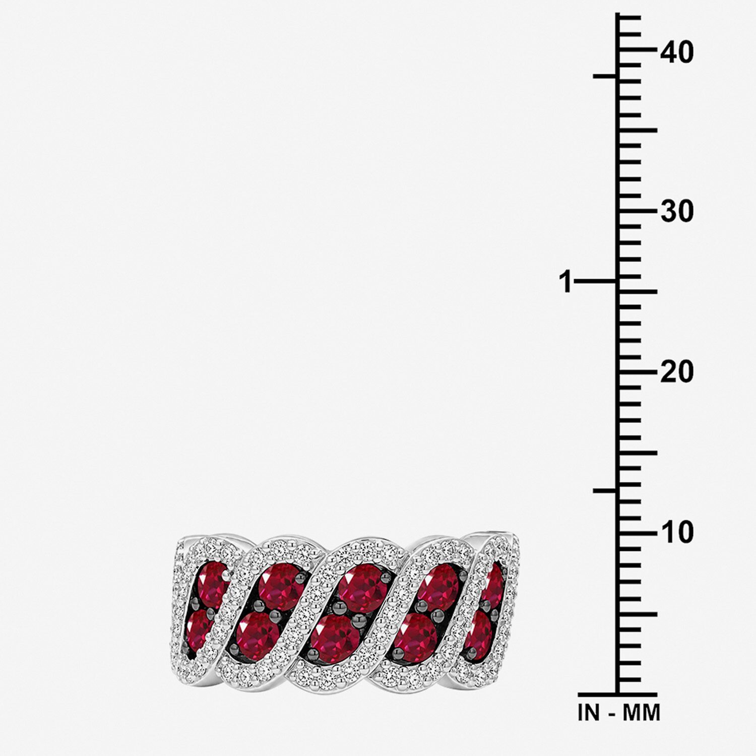 Womens 3MM Lab Created Red Ruby Sterling Silver Band