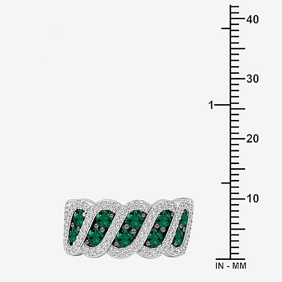 Womens 3MM Simulate or Lab Created Gemstone Sterling Silver Band