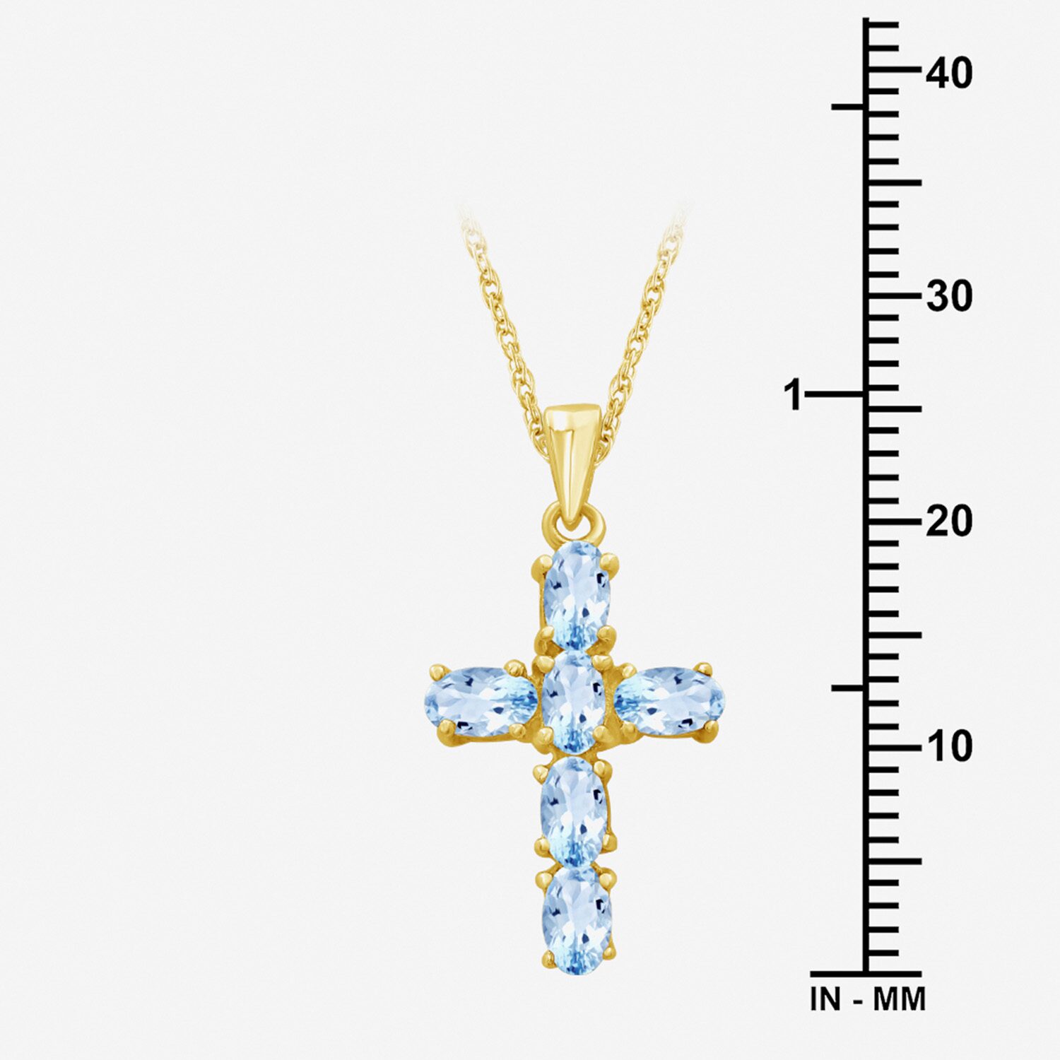 Womens Genuine Blue Topaz 10K Gold Cross Pendant
