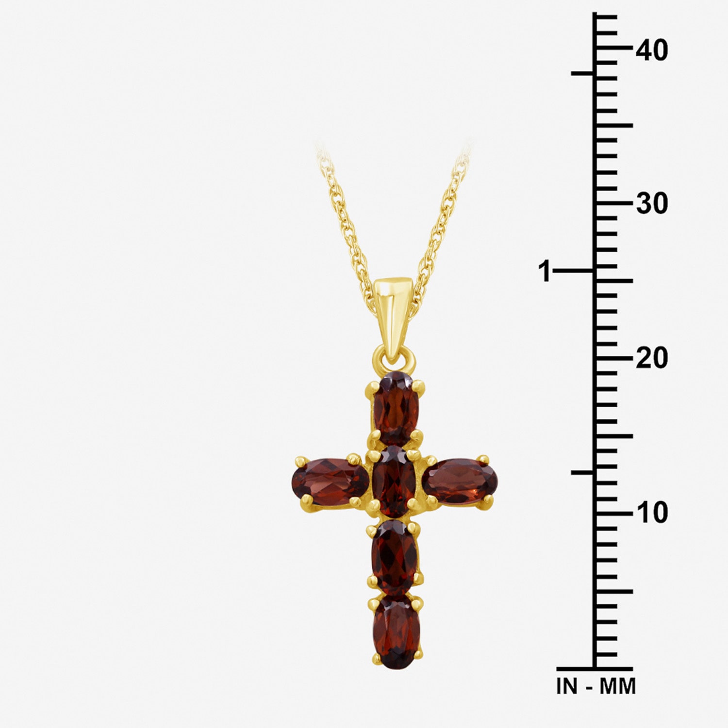 Womens Genuine Red Garnet 10K Gold Cross Pendant