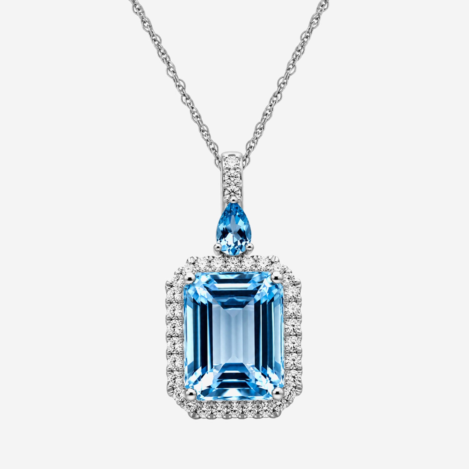 Womens Genuine Blue Topaz Sterling Silver Pendant