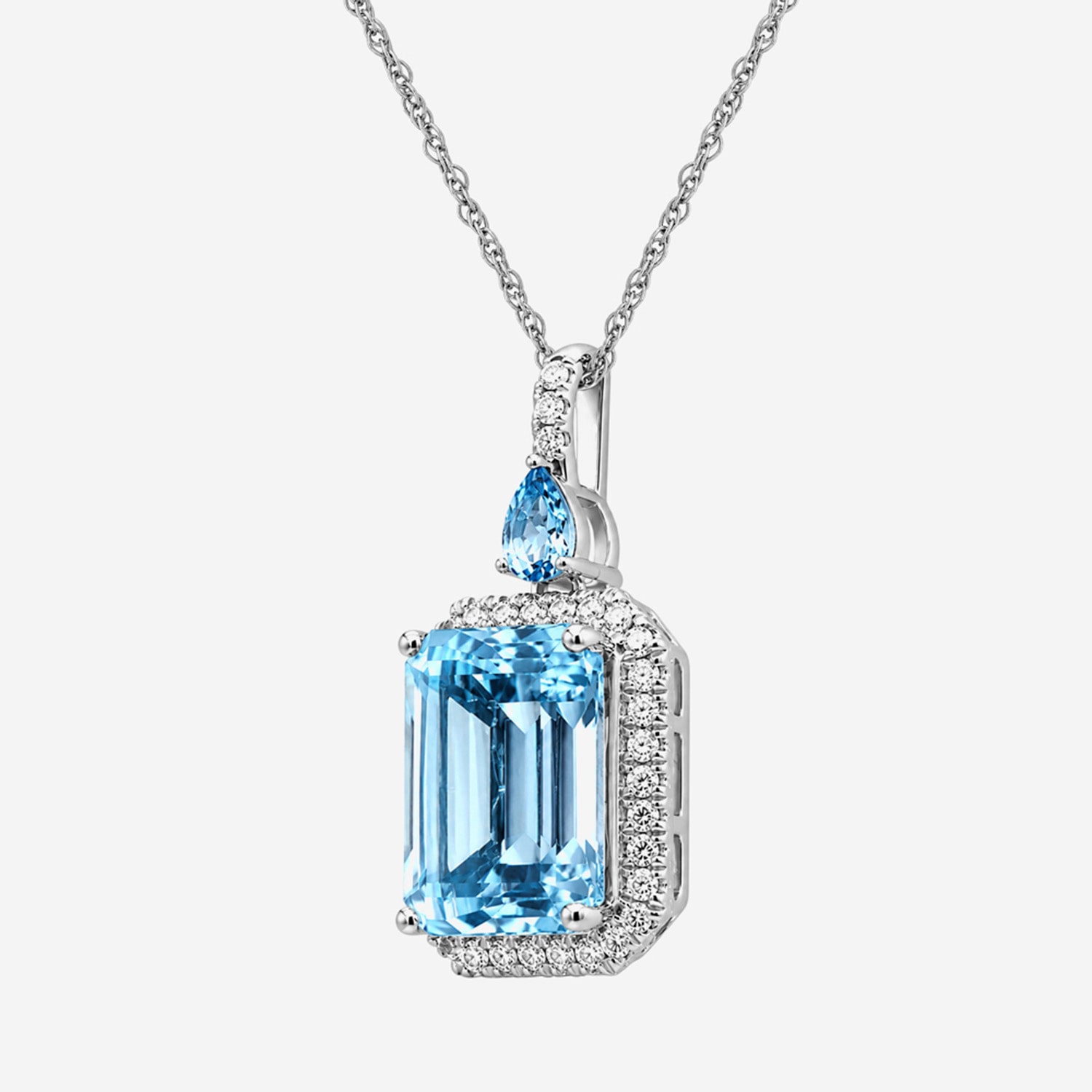 Womens Genuine Blue Topaz Sterling Silver Pendant