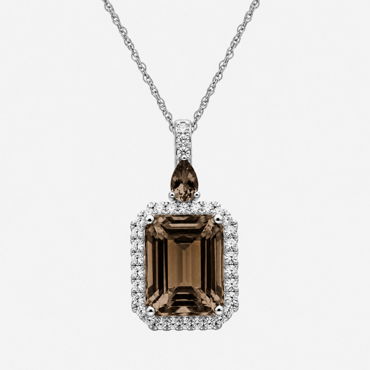 Womens Genuine Brown Quartz Sterling Silver Pendant