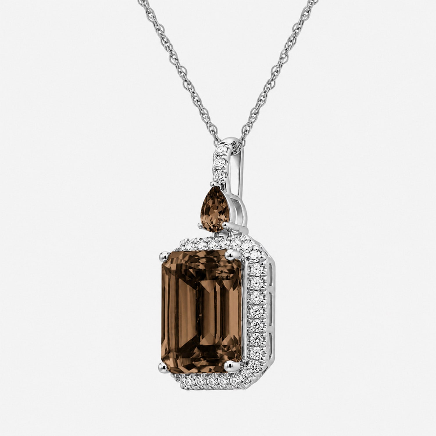 Womens Genuine Brown Quartz Sterling Silver Pendant