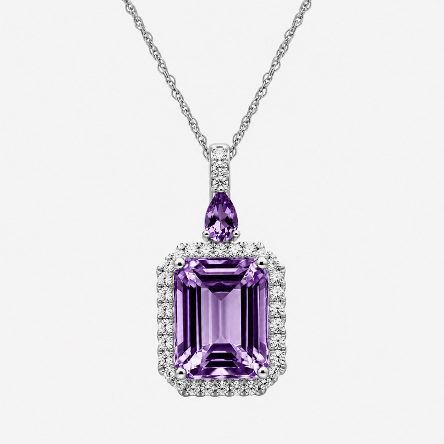 Womens Genuine Amethyst Sterling Silver Pendant