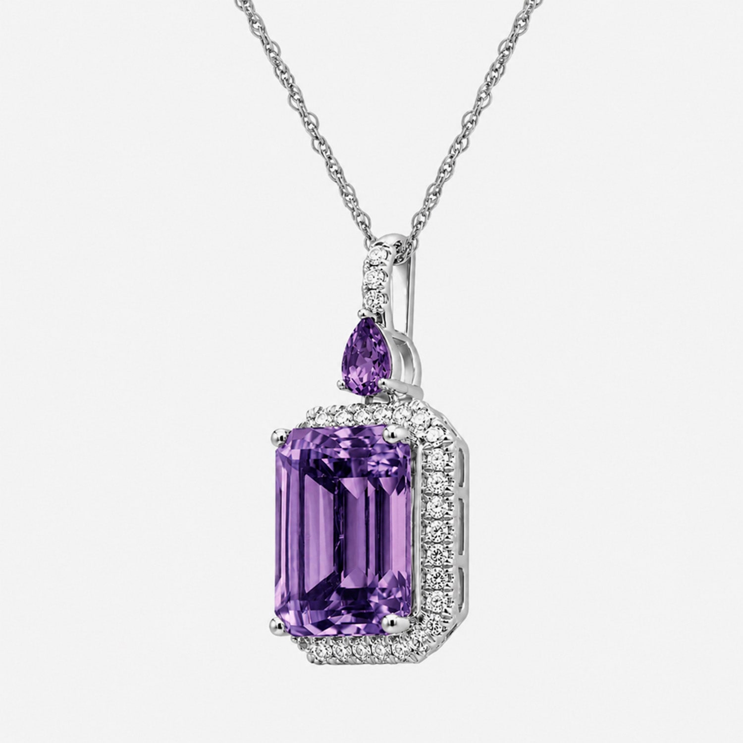 Womens Genuine Amethyst Sterling Silver Pendant