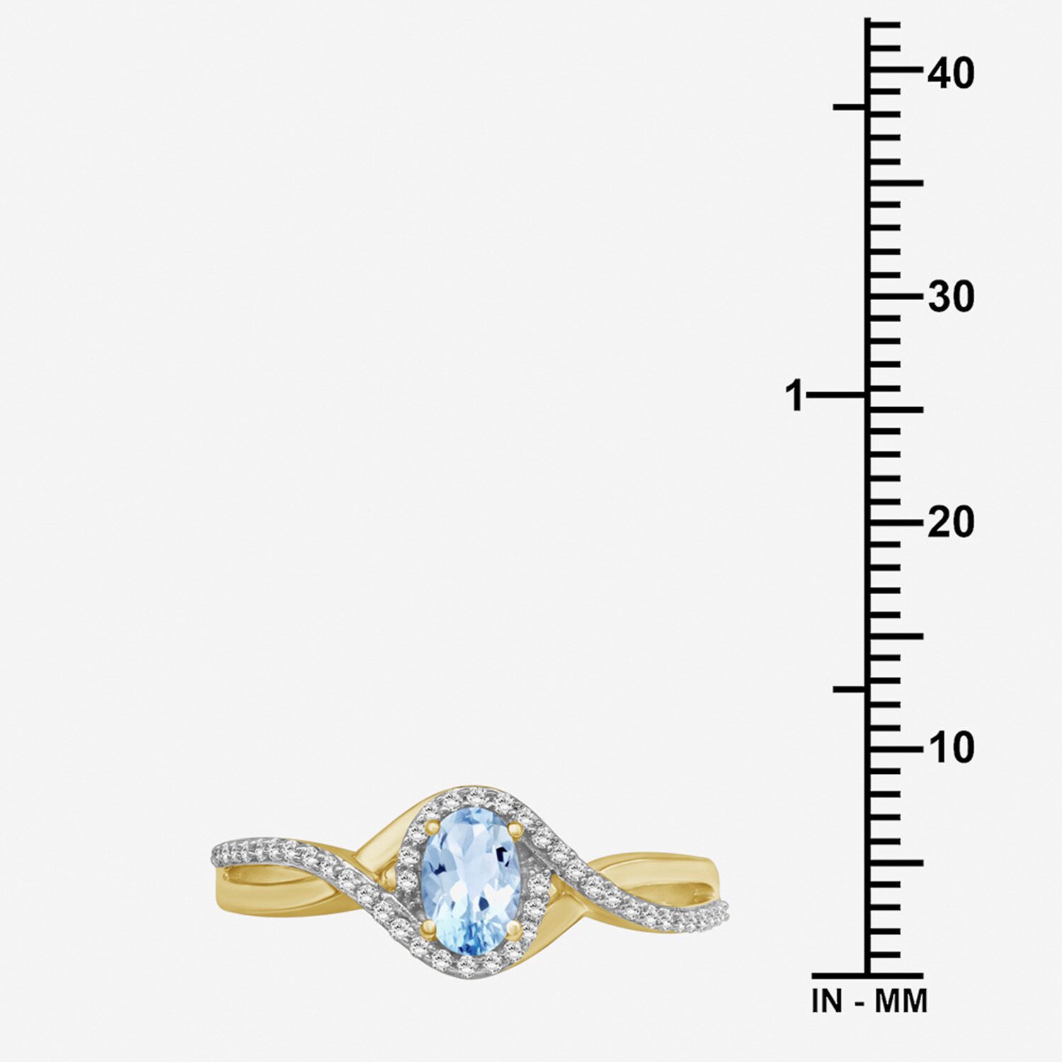 (I-J / I2-I3) Womens 1/10 CT. T.W. Genuine Blue Topaz 10K Gold Oval Halo Side Stone Cocktail Ring