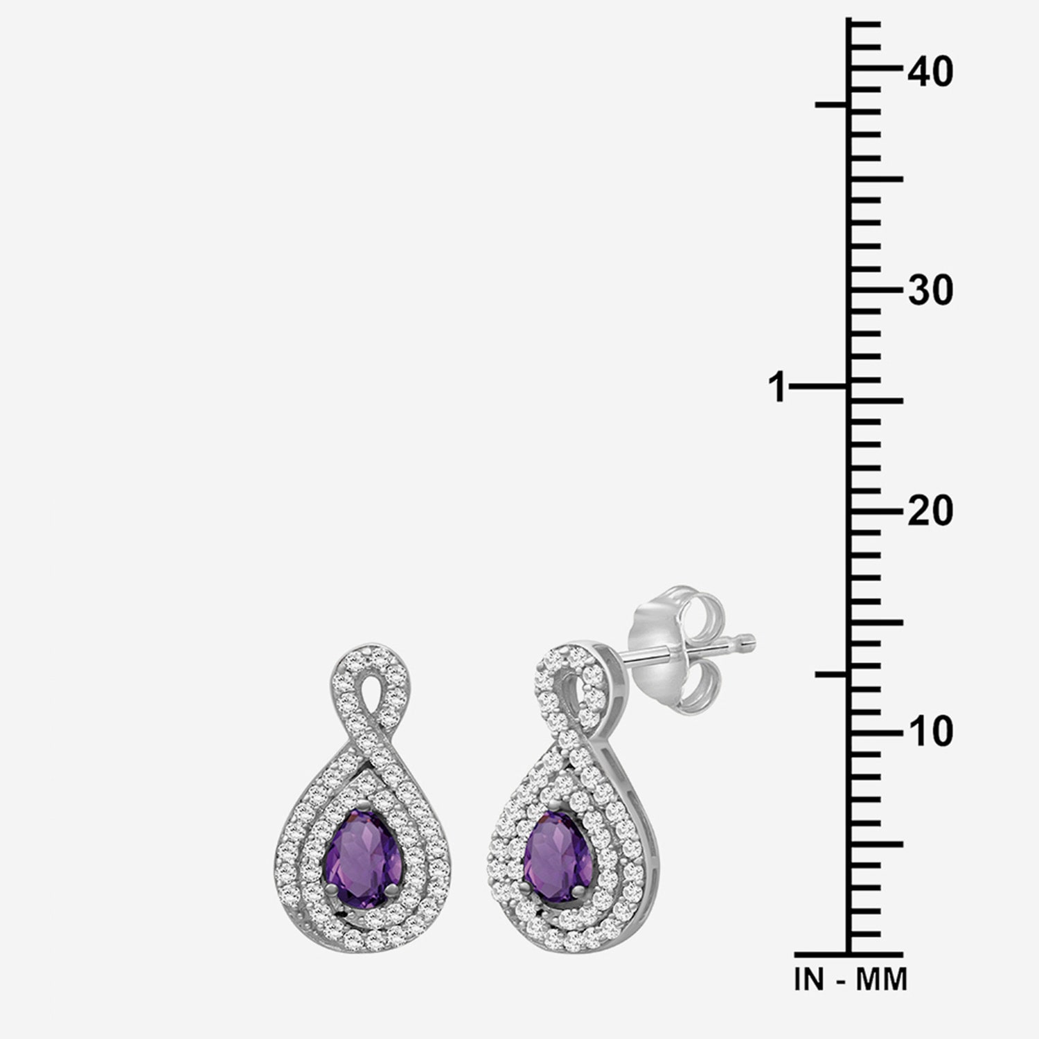 (I-J / I2-I3) 1/4 CT. T.W. Genuine Purple Amethyst 10K Gold 14mm Pear Stud Earrings
