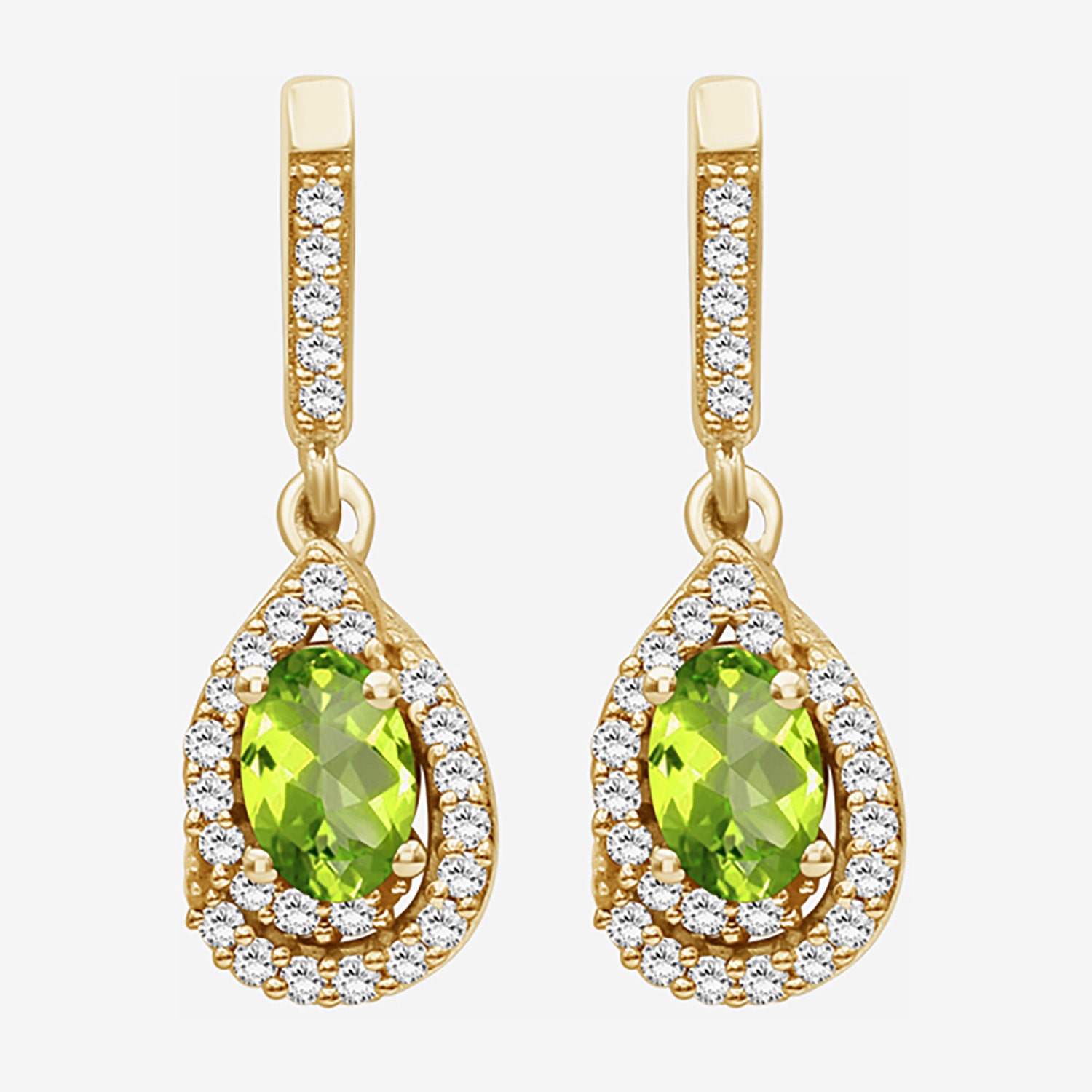 (I-J / I2-I3) Womens 1/6 CT. T.W. Genuine Green Peridot 10K Gold Pear Hypoallergenic Drop Earrings