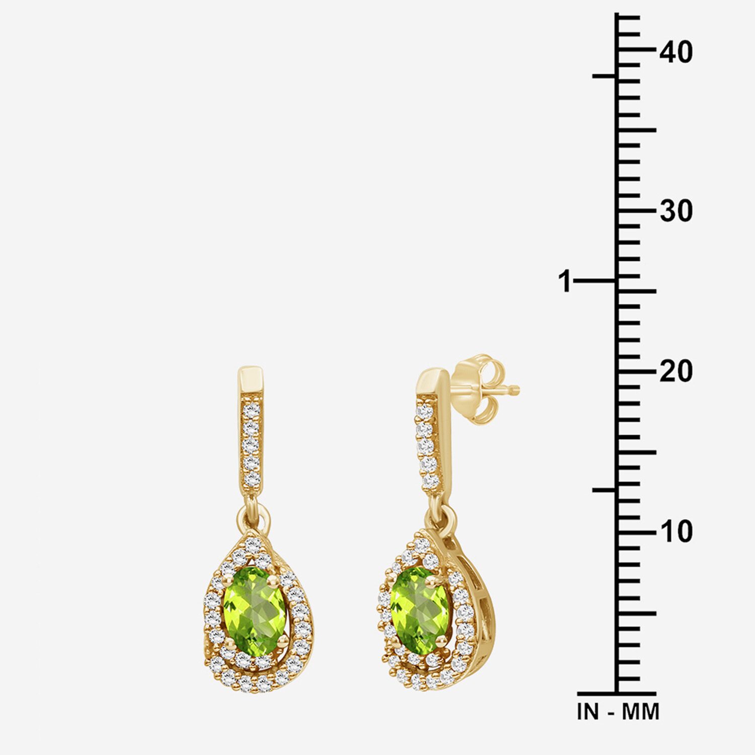 (I-J / I2-I3) Womens 1/6 CT. T.W. Genuine Green Peridot 10K Gold Pear Hypoallergenic Drop Earrings