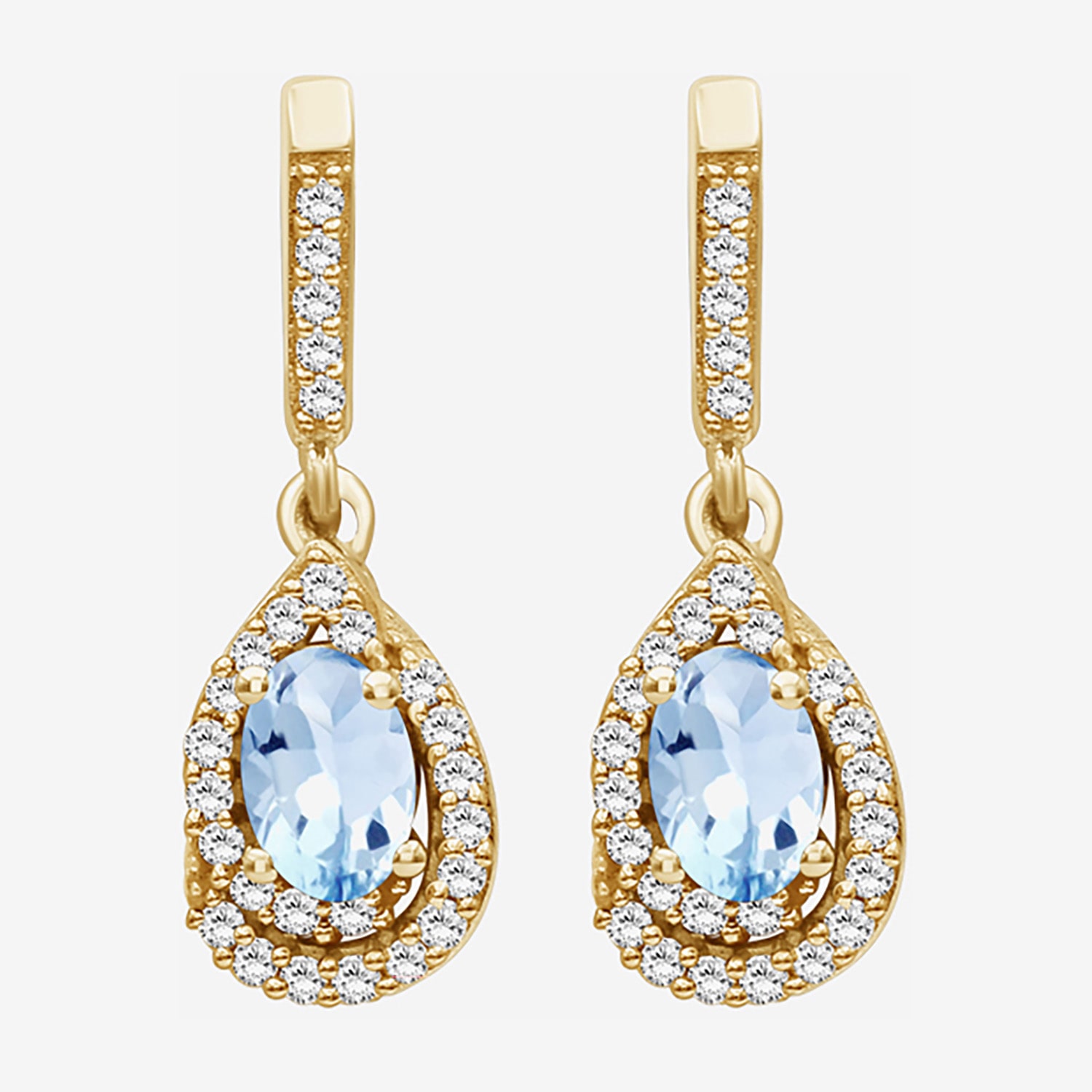 (I-J / I2-I3) Womens 1/6 CT. T.W. Genuine Blue Topaz 10K Gold Pear Hypoallergenic Drop Earrings