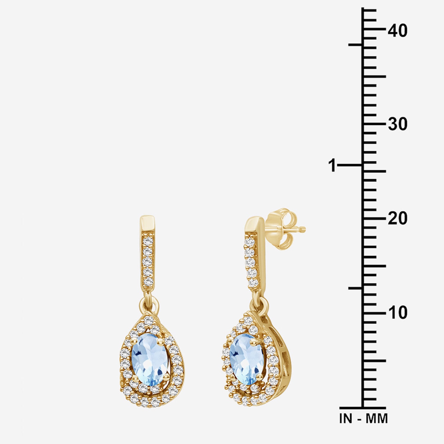 (I-J / I2-I3) Womens 1/6 CT. T.W. Genuine Blue Topaz 10K Gold Pear Hypoallergenic Drop Earrings