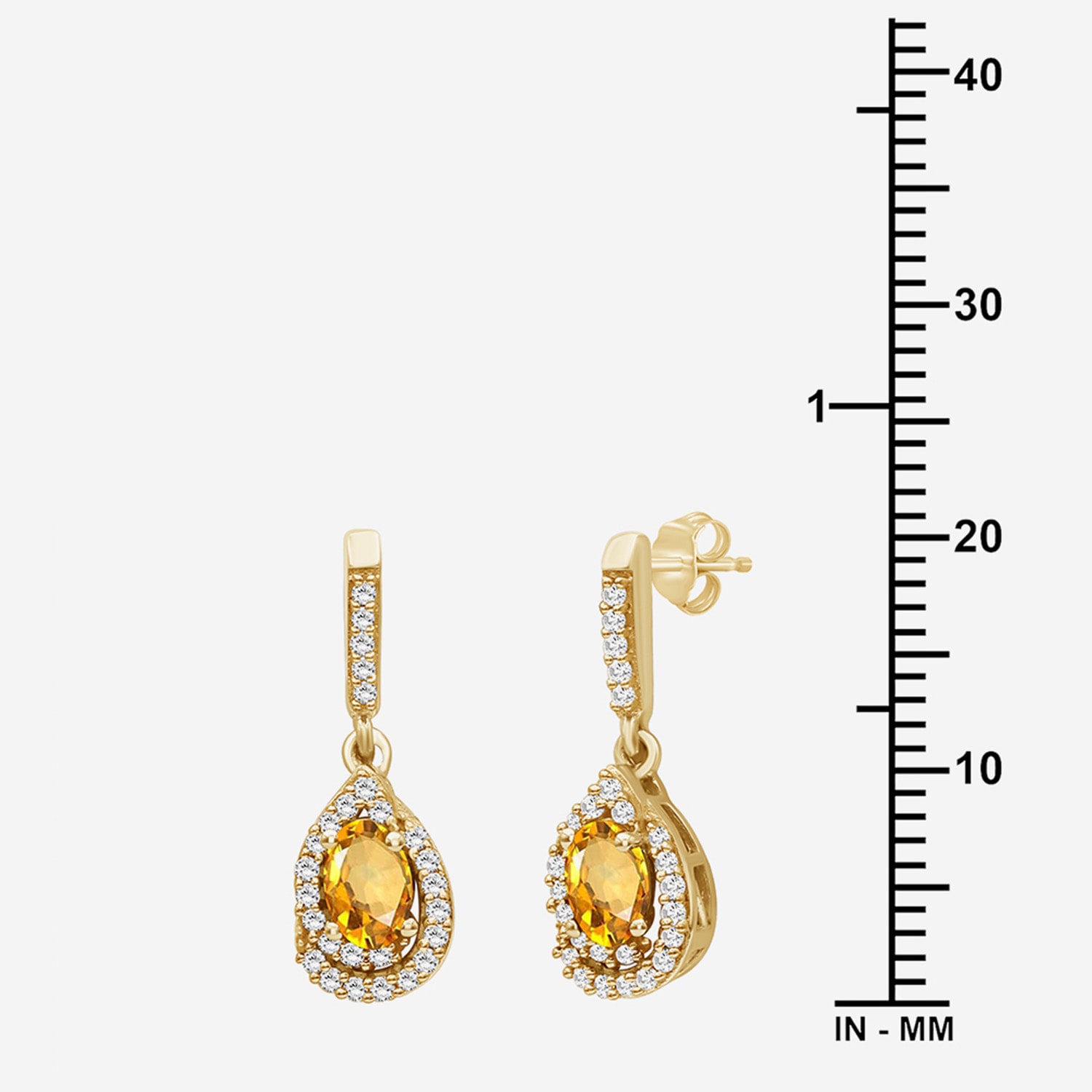 (I-J / I2-I3) Womens 1/6 CT. T.W. Genuine Yellow Citrine 10K Gold Pear Hypoallergenic Drop Earrings