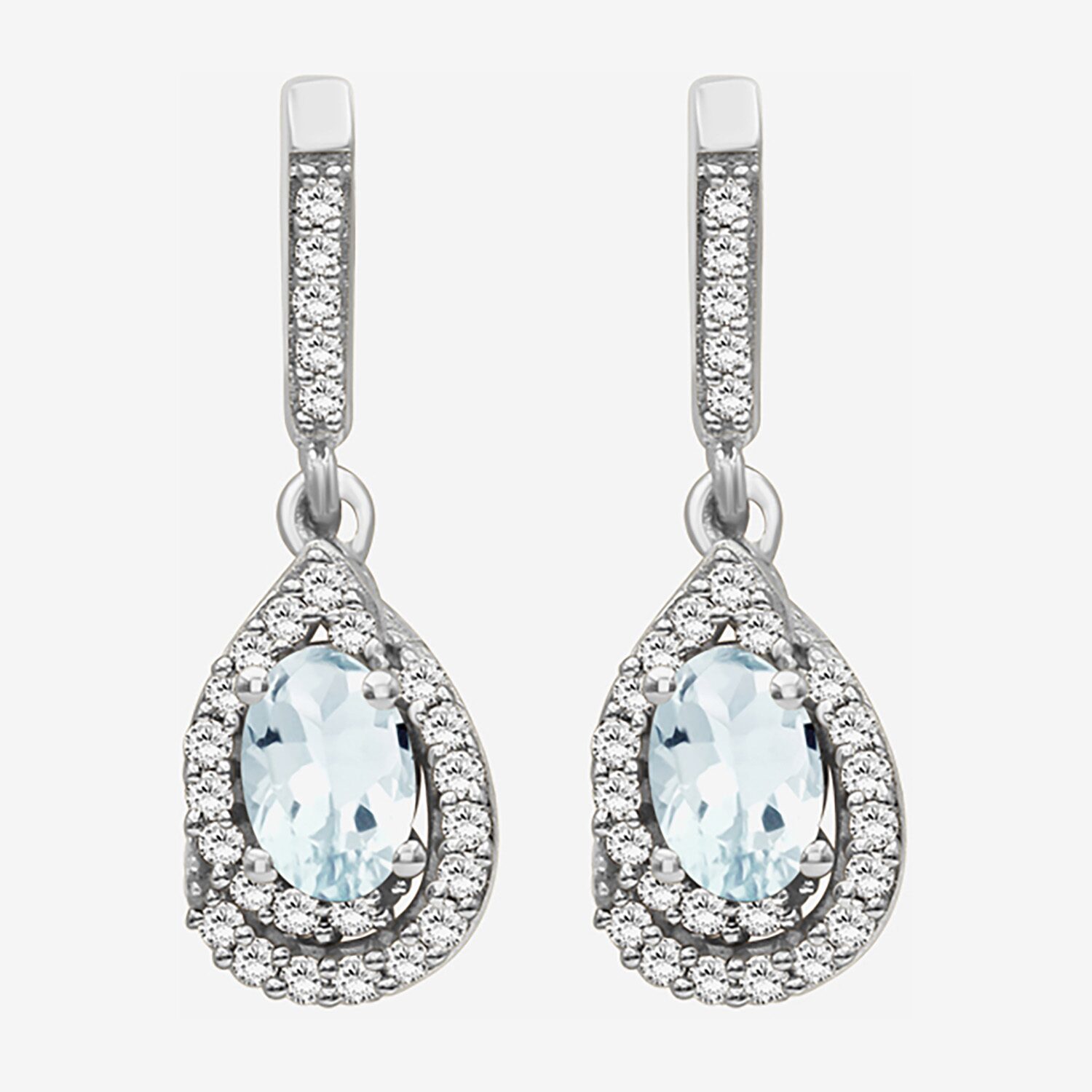 (I-J / I2-I3) Womens 1/6 CT. T.W. Genuine Blue Aquamarine 10K Gold Pear Hypoallergenic Drop Earrings