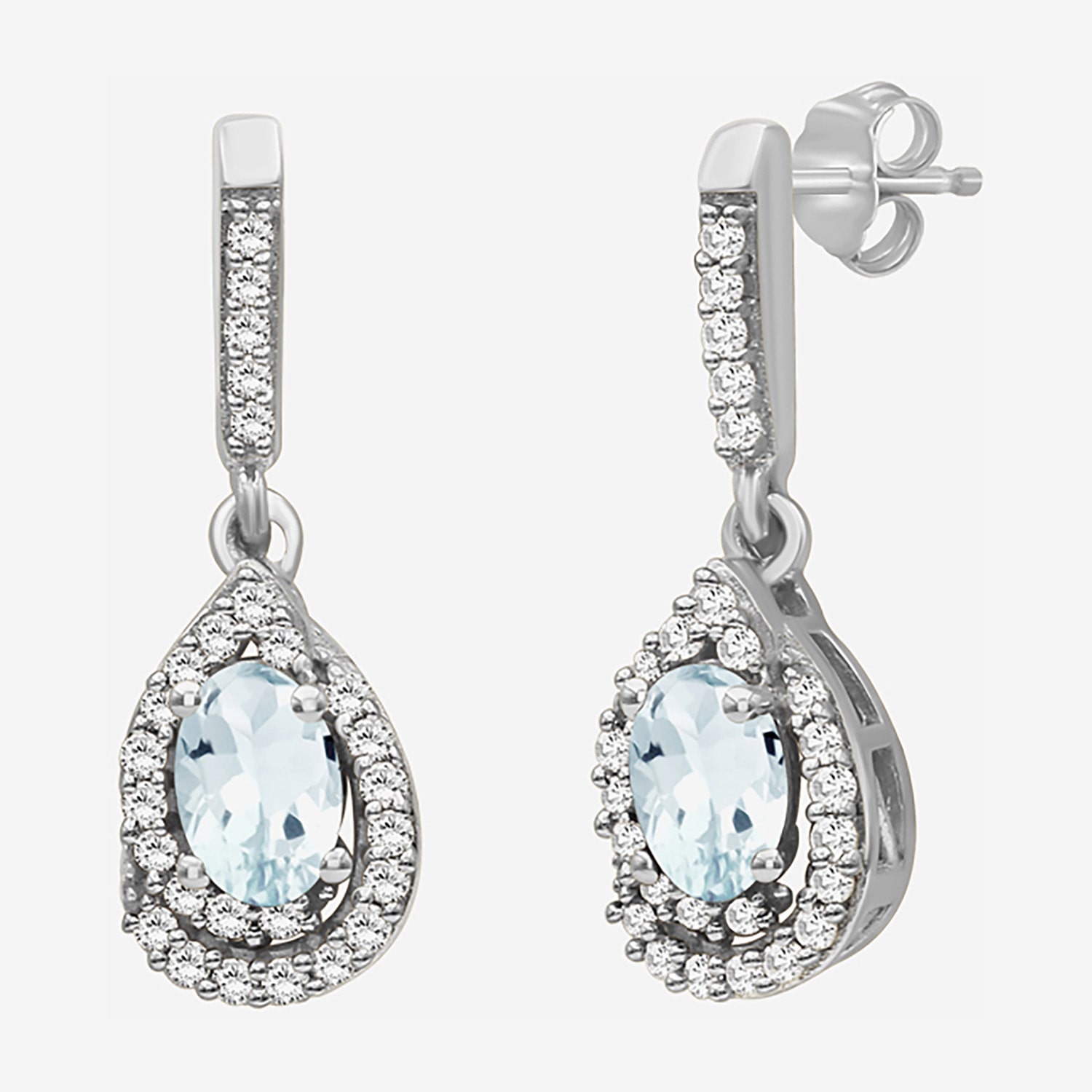 (I-J / I2-I3) Womens 1/6 CT. T.W. Genuine Blue Aquamarine 10K Gold Pear Hypoallergenic Drop Earrings
