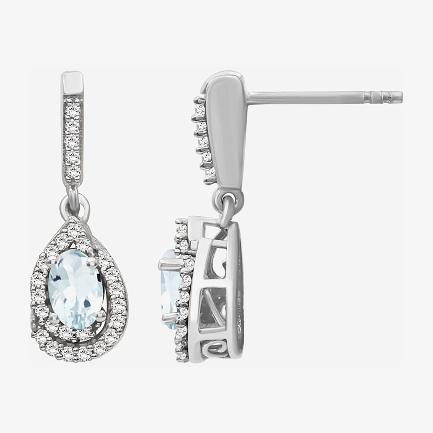 (I-J / I2-I3) Womens 1/6 CT. T.W. Genuine Blue Aquamarine 10K Gold Pear Hypoallergenic Drop Earrings