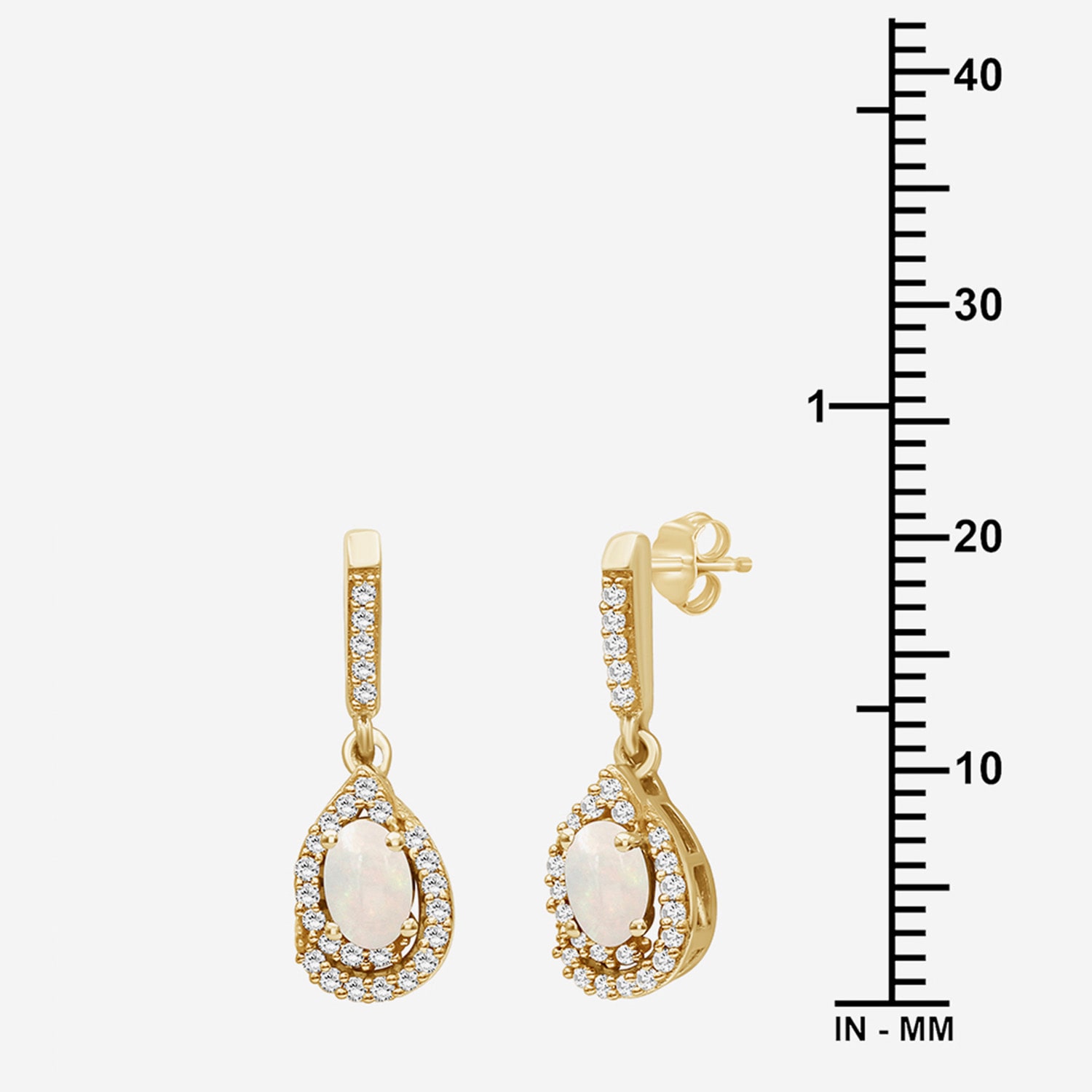 (I-J / I2-I3) Womens 1/6 CT. T.W. Genuine White Opal 10K Gold Pear Hypoallergenic Drop Earrings