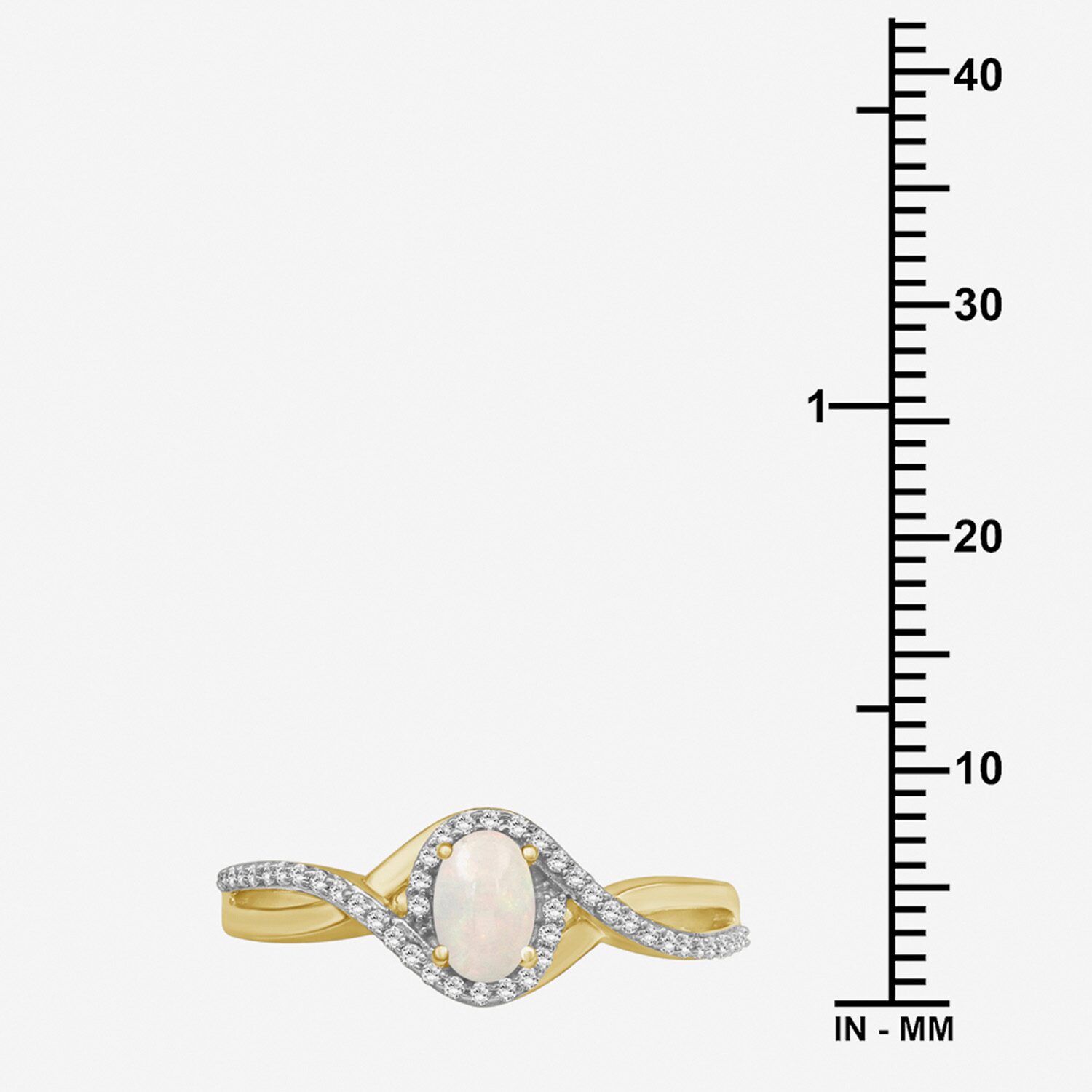 (I-J / I2-I3) Womens 1/10 CT. T.W. Dyed White Opal 10K Gold Oval Halo Side Stone Cocktail Ring