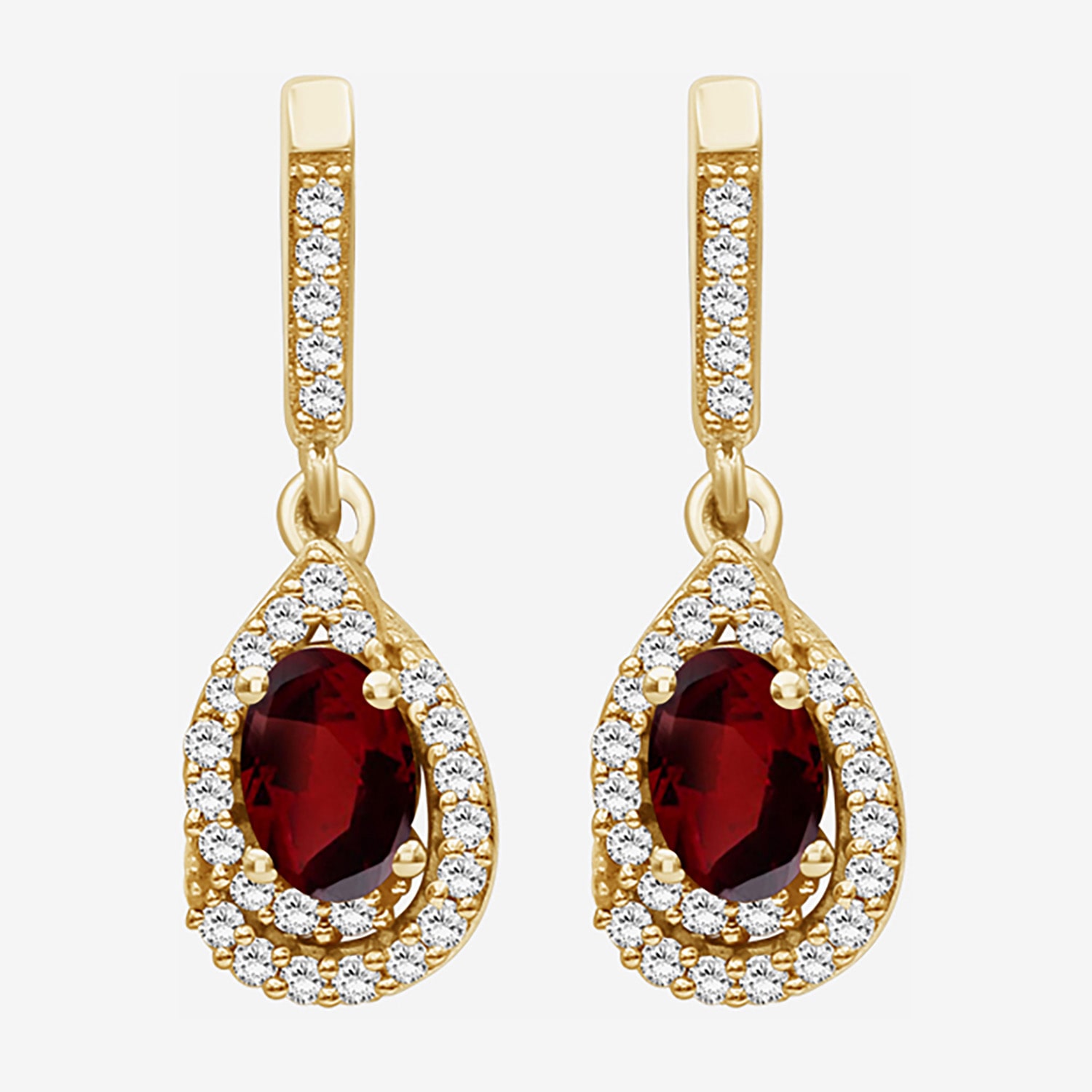 (I-J / I2-I3) Womens 1/6 CT. T.W. Genuine Red Garnet 10K Gold Pear Hypoallergenic Drop Earrings