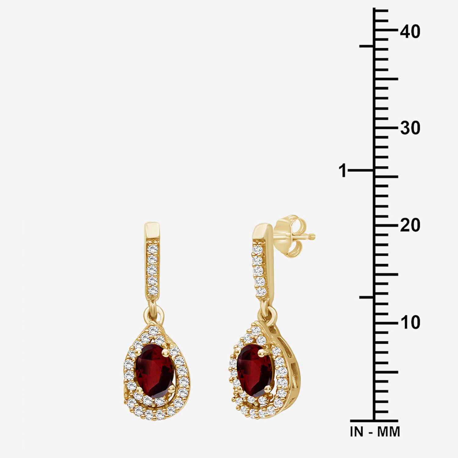 (I-J / I2-I3) Womens 1/6 CT. T.W. Genuine Red Garnet 10K Gold Pear Hypoallergenic Drop Earrings