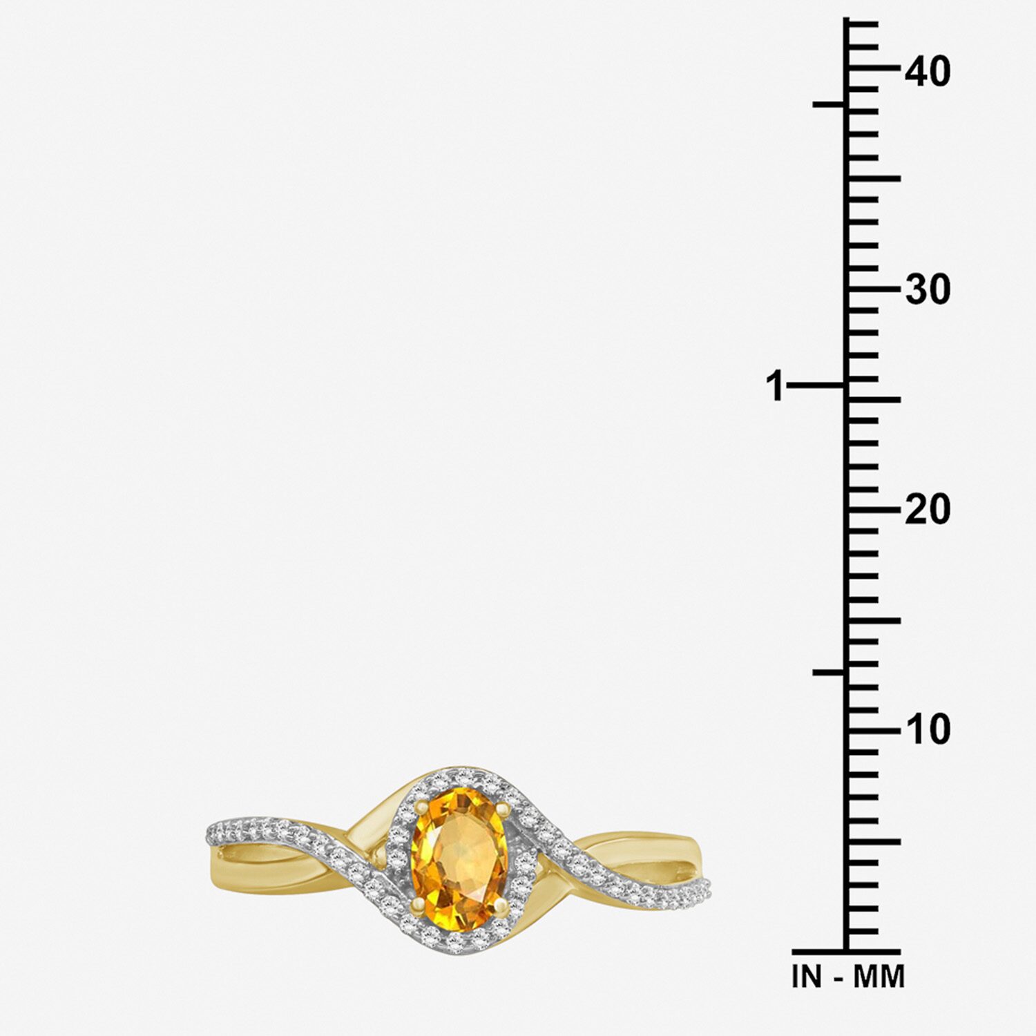 (I-J / I2-I3) Womens 1/10 CT. T.W. Genuine Yellow Citrine 10K Gold Oval Halo Side Stone Cocktail Ring