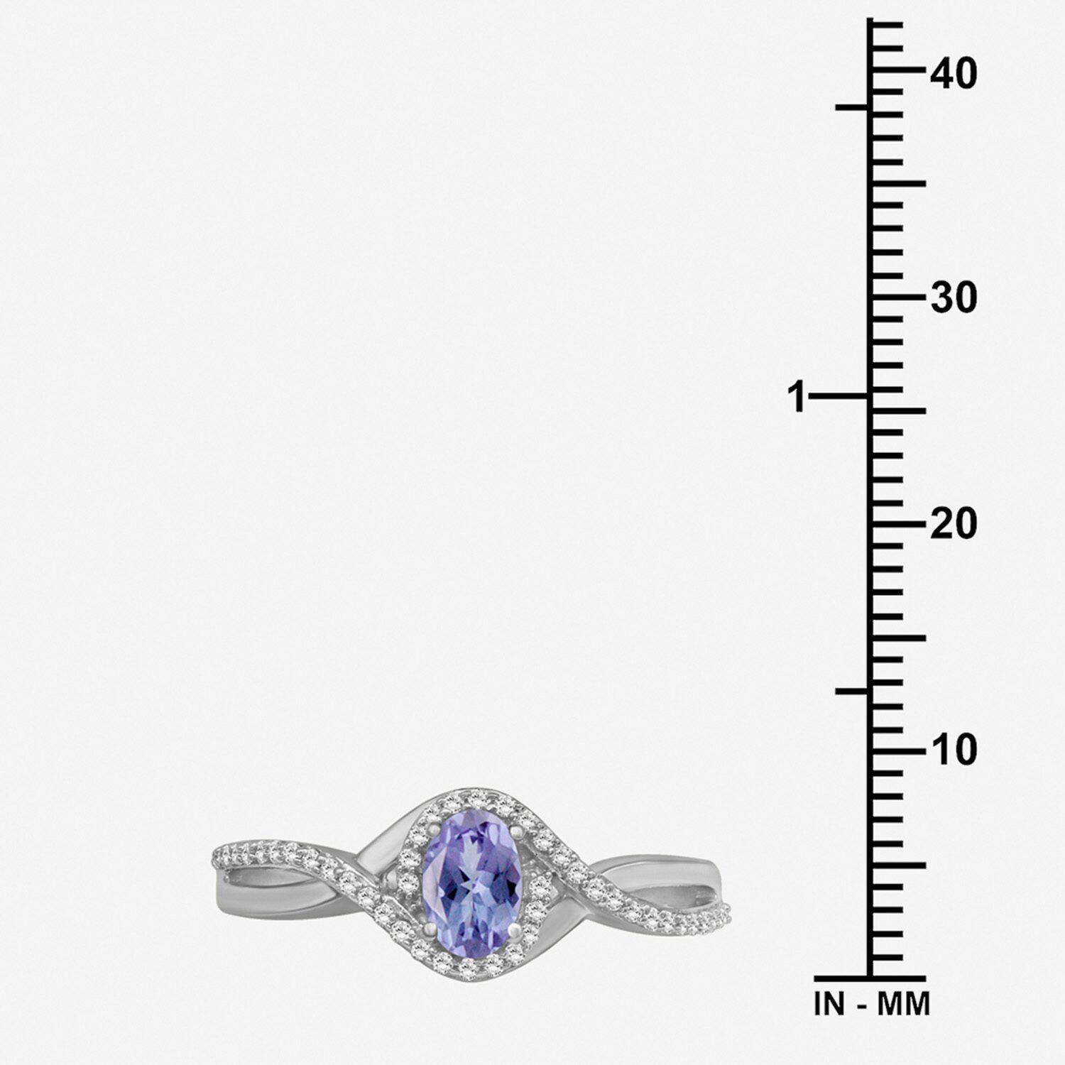 (I-J / I2-I3) Womens 1/10 CT. T.W. Genuine Blue Tanzanite 10K Gold Oval Halo Side Stone Cocktail Ring