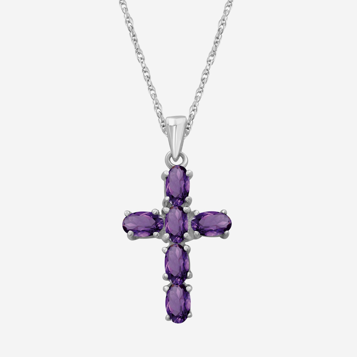 Womens Genuine Purple Amethyst 10K Gold Cross Pendant