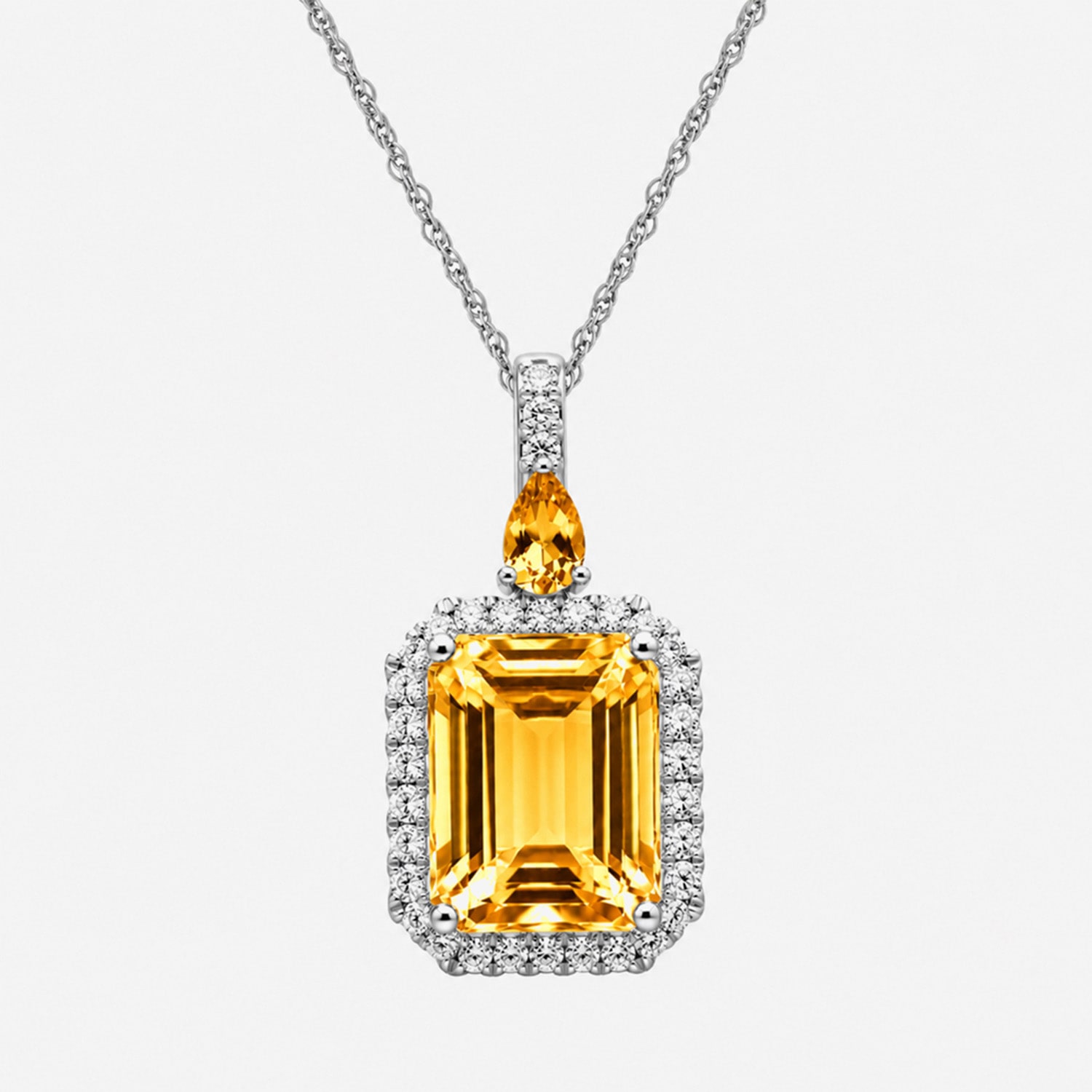 Womens Genuine Yellow Citrine Sterling Silver Pendant