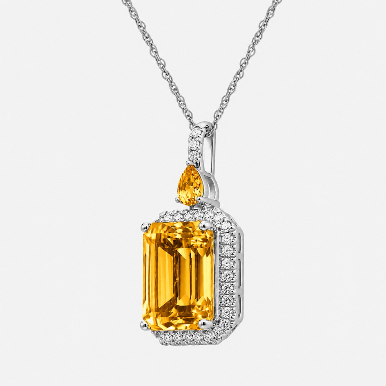 Womens Genuine Yellow Citrine Sterling Silver Pendant
