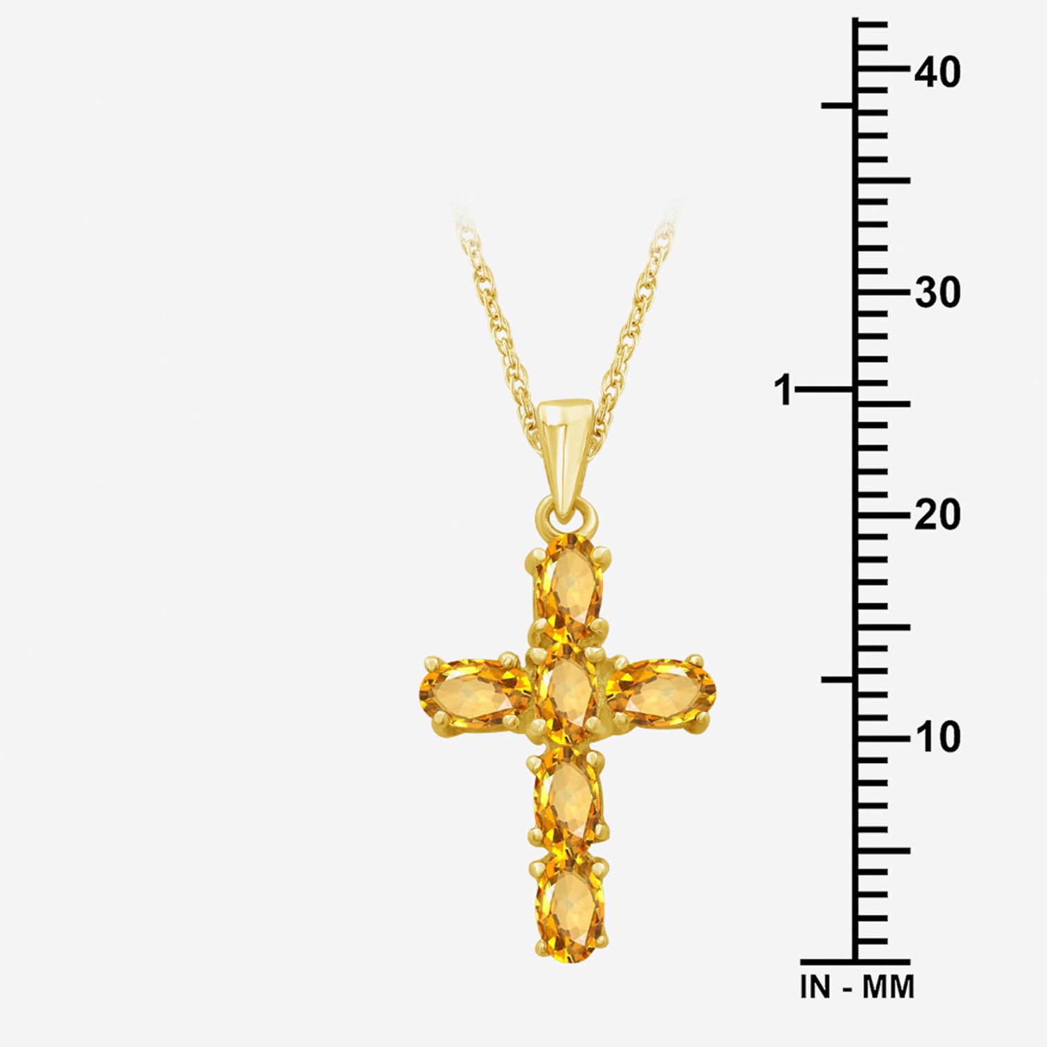 Womens Genuine Yellow Citrine 10K Gold Cross Pendant