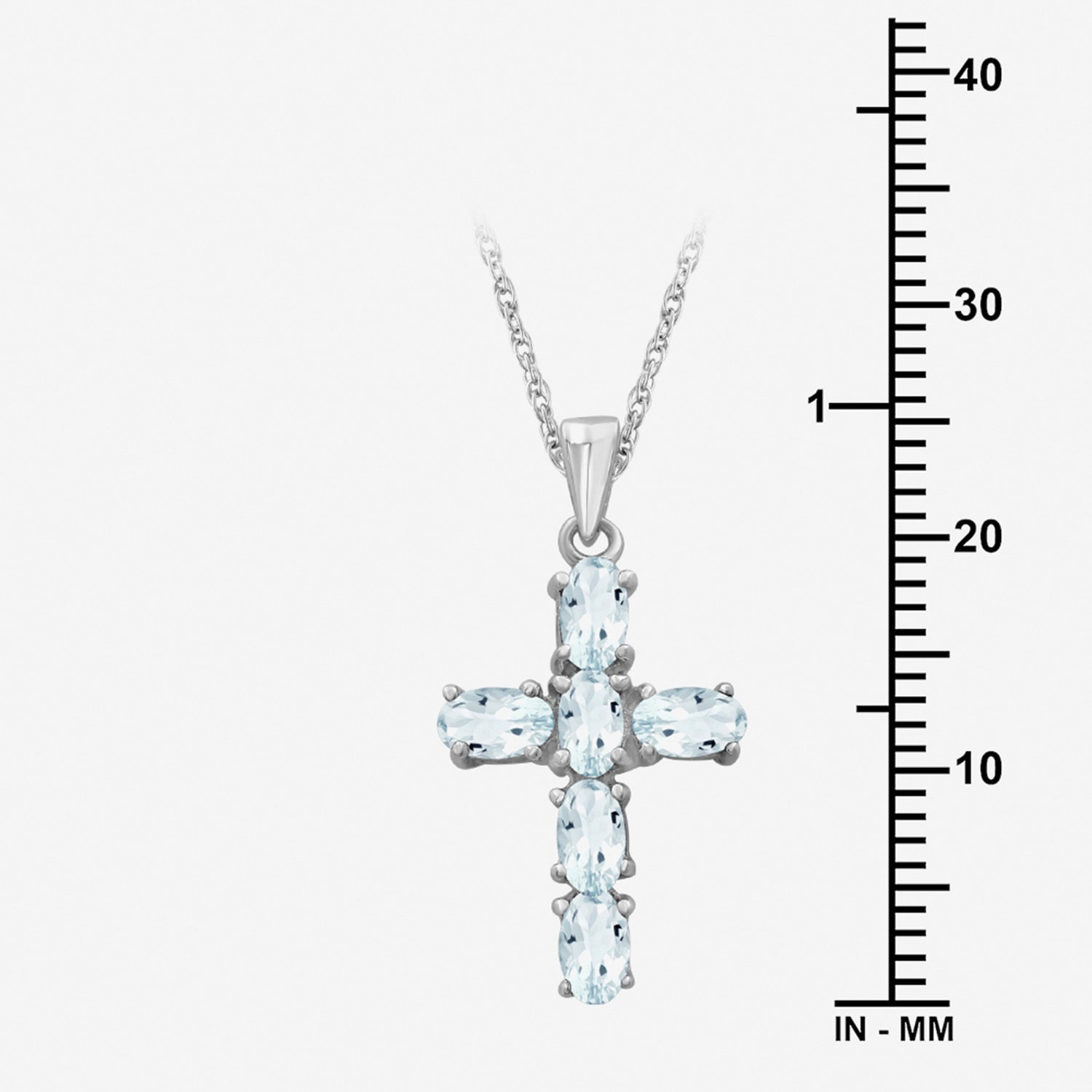 Womens Genuine Blue Aquamarine 10K Gold Cross Pendant