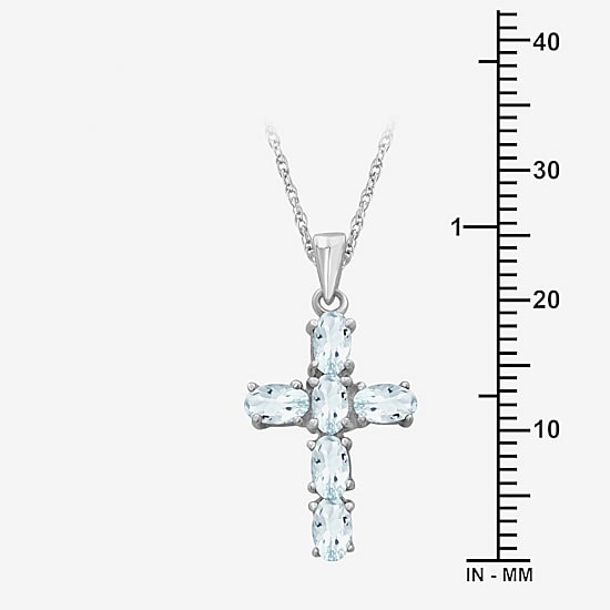 Womens Genuine Gemstone 10K White Gold Cross Pendant