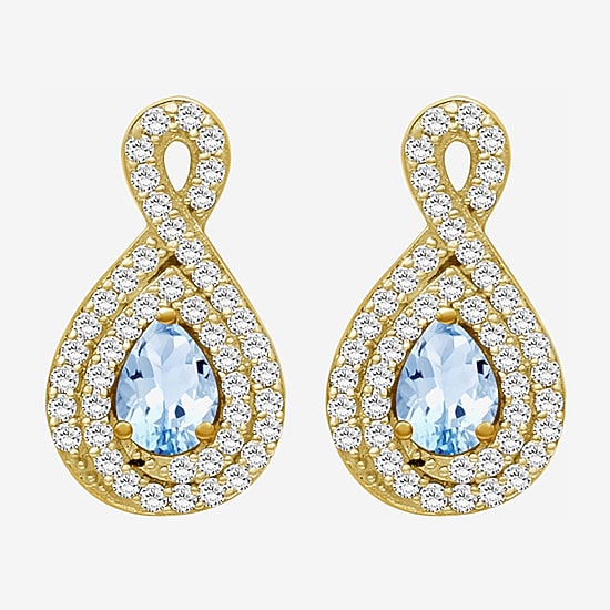 (I-J / I2-I3) 1/4 CT. T.W. Genuine Gemstone 10K Gold 14mm Pear Stud Earrings