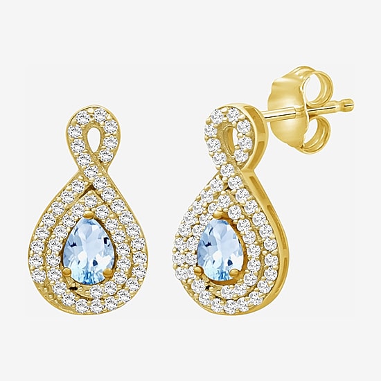 (I-J / I2-I3) 1/4 CT. T.W. Genuine Gemstone 10K Gold 14mm Pear Stud Earrings