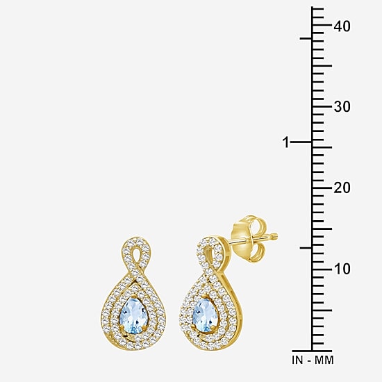 (I-J / I2-I3) 1/4 CT. T.W. Genuine Gemstone 10K Gold 14mm Pear Stud Earrings