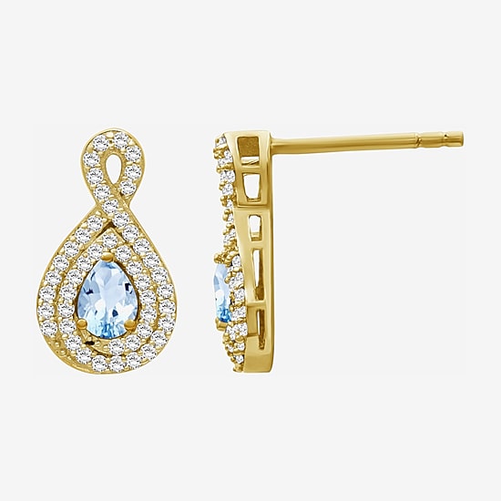 (I-J / I2-I3) 1/4 CT. T.W. Genuine Gemstone 10K Gold 14mm Pear Stud Earrings
