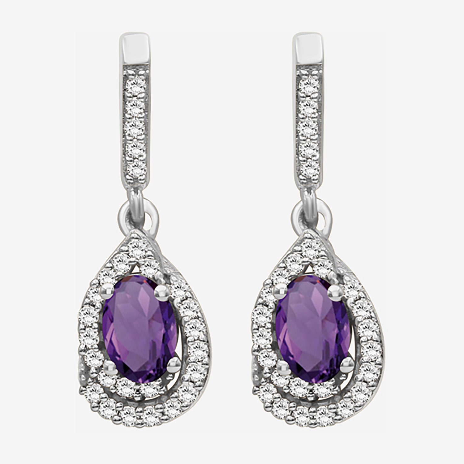 (I-J / I2-I3) Womens 1/6 CT. T.W. Genuine Purple Amethyst 10K Gold Pear Hypoallergenic Drop Earrings