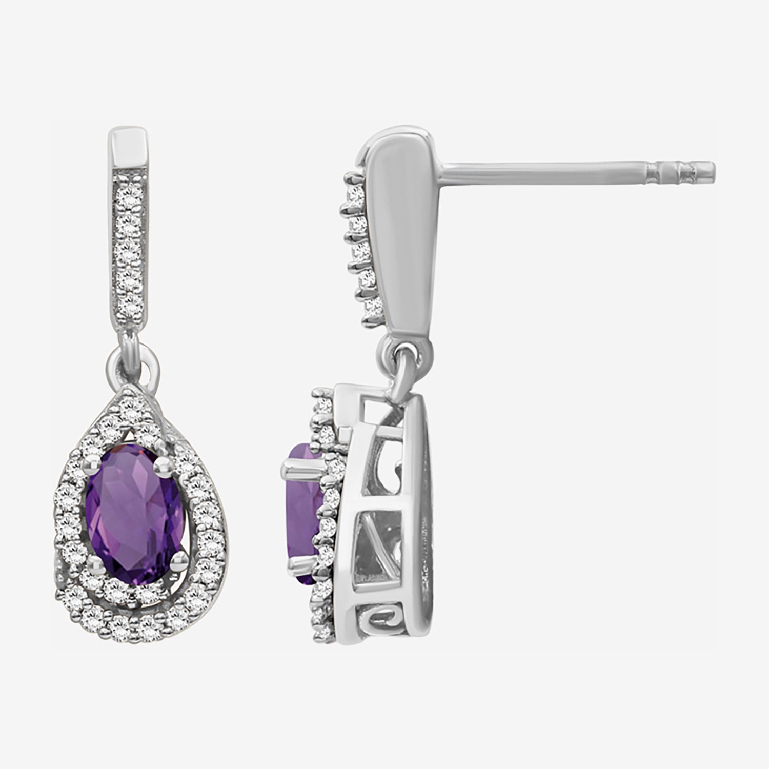 (I-J / I2-I3) Womens 1/6 CT. T.W. Genuine Purple Amethyst 10K Gold Pear Hypoallergenic Drop Earrings