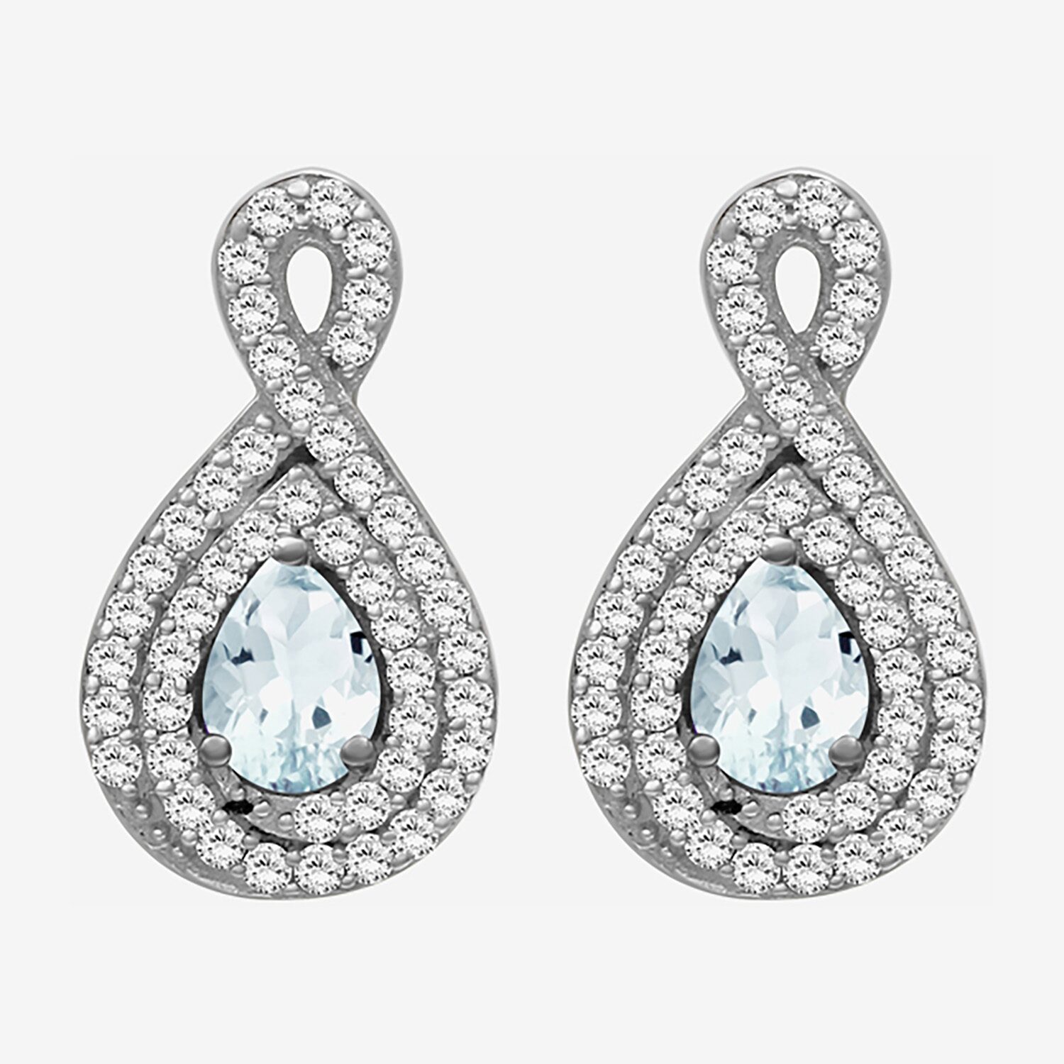(I-J / I2-I3) 1/4 CT. T.W. Genuine Blue Aquamarine 10K Gold 14mm Pear Stud Earrings