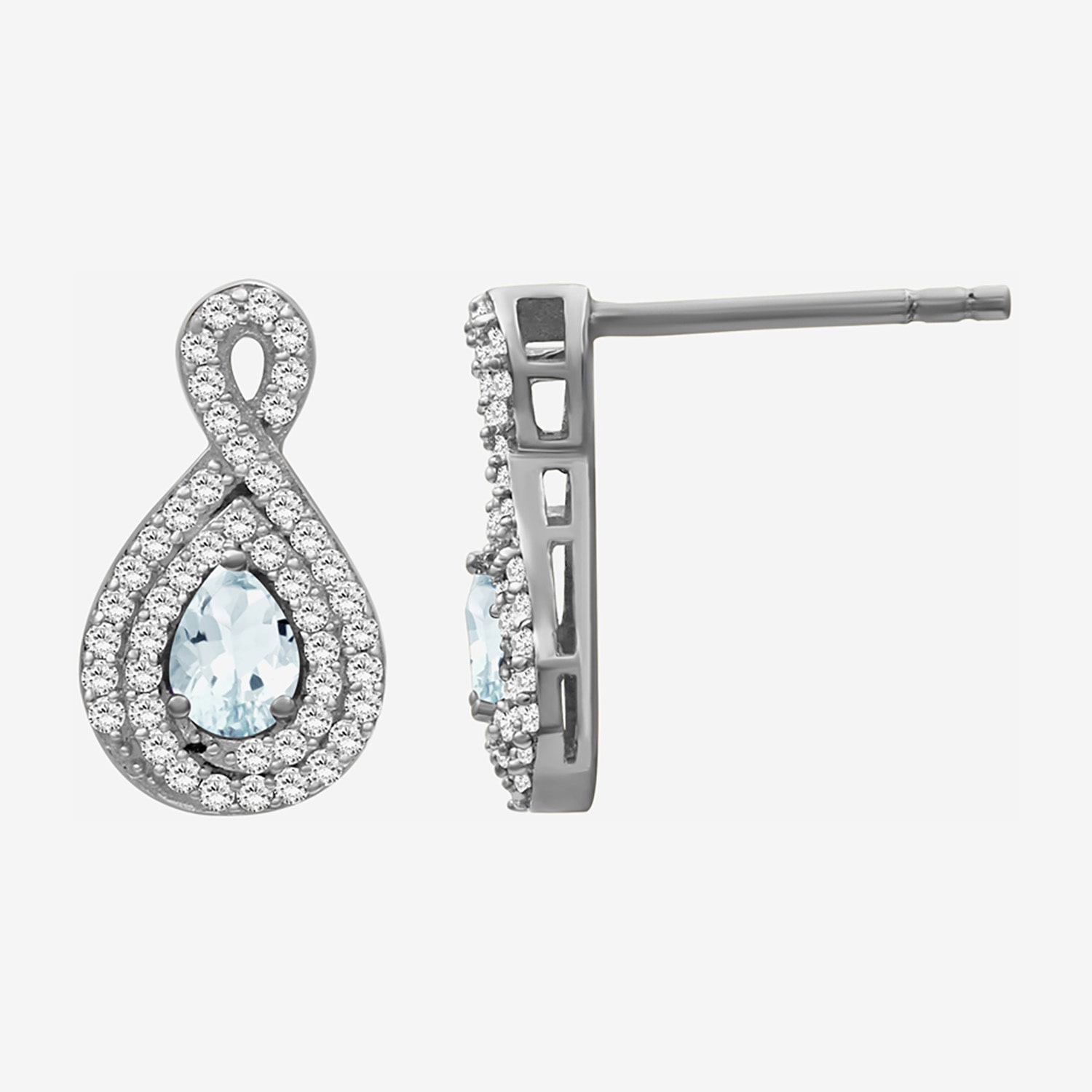(I-J / I2-I3) 1/4 CT. T.W. Genuine Blue Aquamarine 10K Gold 14mm Pear Stud Earrings