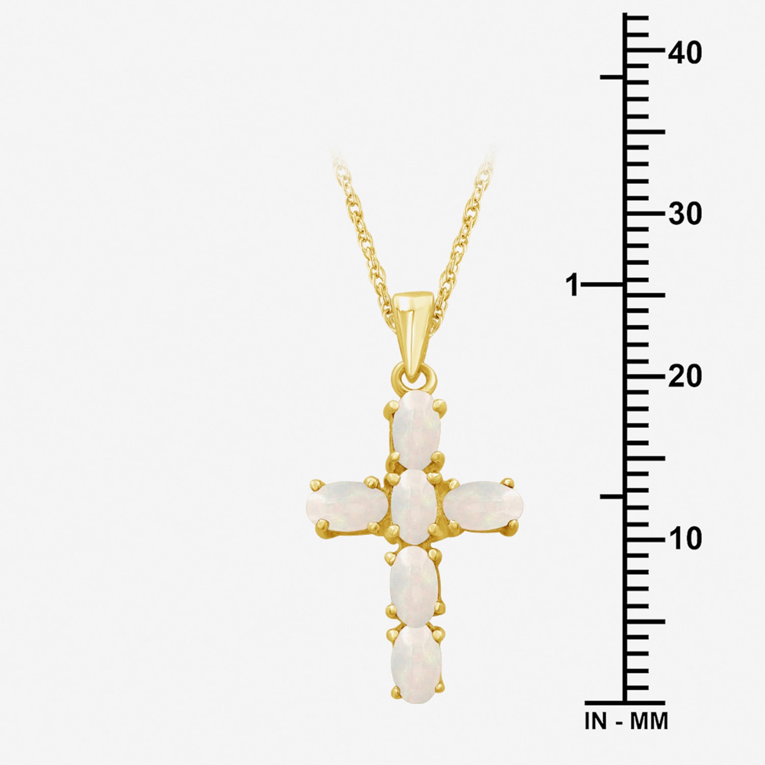 Womens Genuine White Opal 10K Gold Cross Pendant
