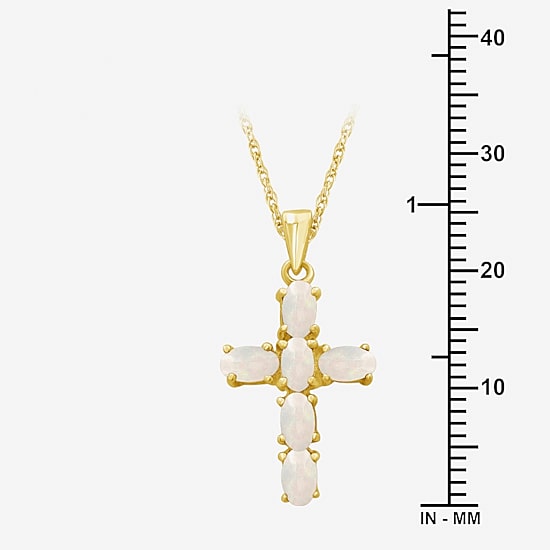 Womens Genuine Gemstone 10K Gold Cross Pendant