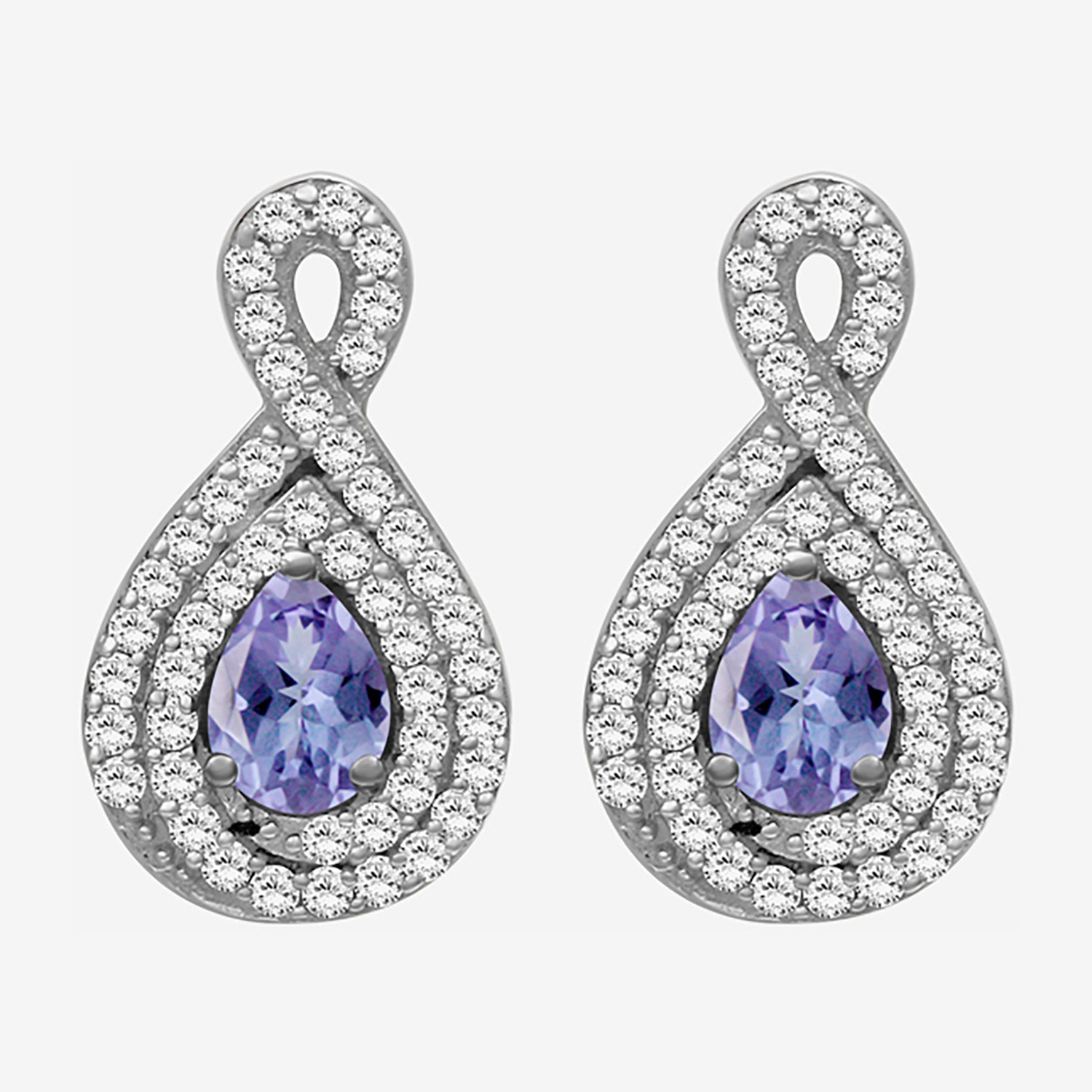 (I-J / I2-I3) 1/4 CT. T.W. Genuine Blue Tanzanite 10K Gold 14mm Pear Stud Earrings