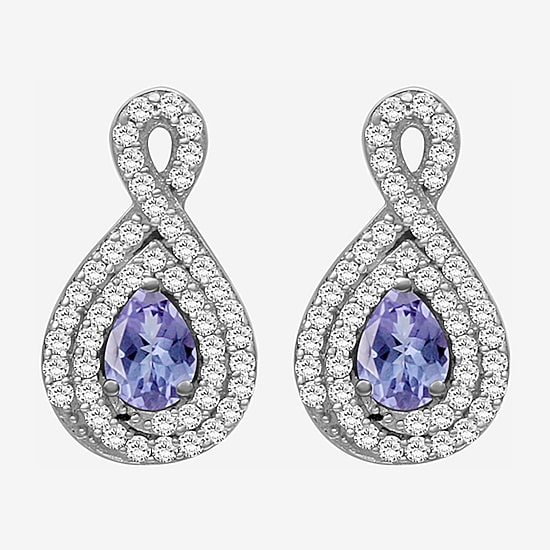 (I-J / I2-I3) 1/4 CT. T.W. Genuine Gemstone 10K White Gold 14mm Pear Stud Earrings