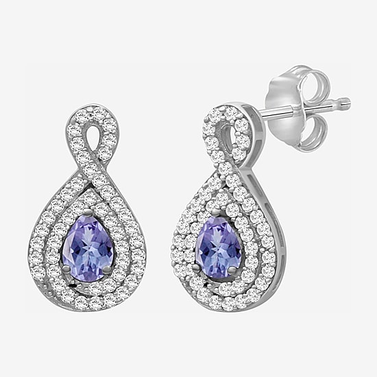 (I-J / I2-I3) 1/4 CT. T.W. Genuine Gemstone 10K White Gold 14mm Pear Stud Earrings