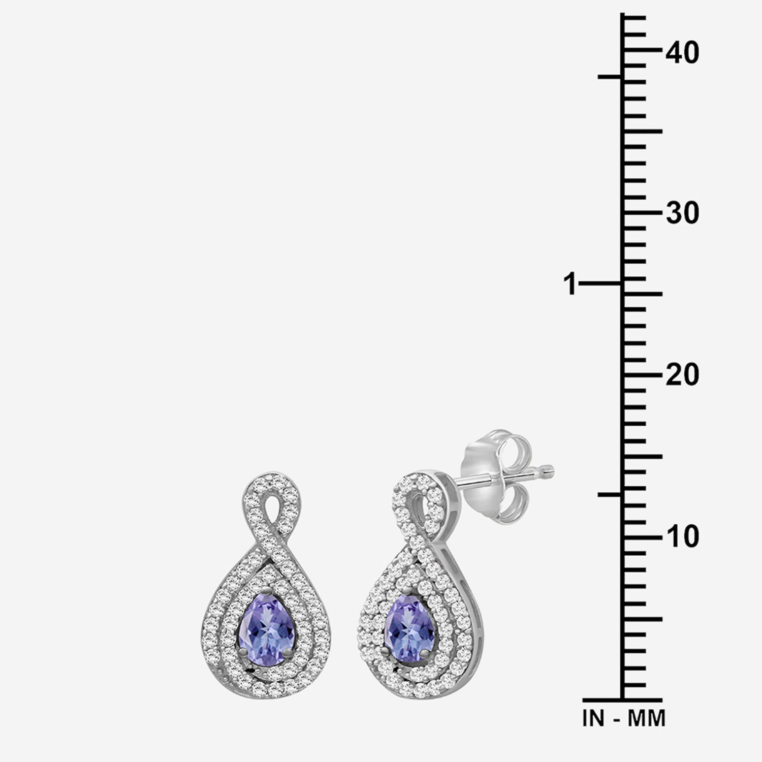 (I-J / I2-I3) 1/4 CT. T.W. Genuine Blue Tanzanite 10K Gold 14mm Pear Stud Earrings