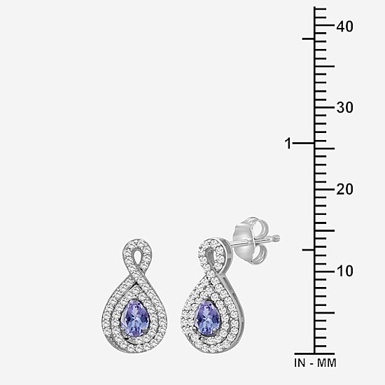 (I-J / I2-I3) 1/4 CT. T.W. Genuine Gemstone 10K White Gold 14mm Pear Stud Earrings