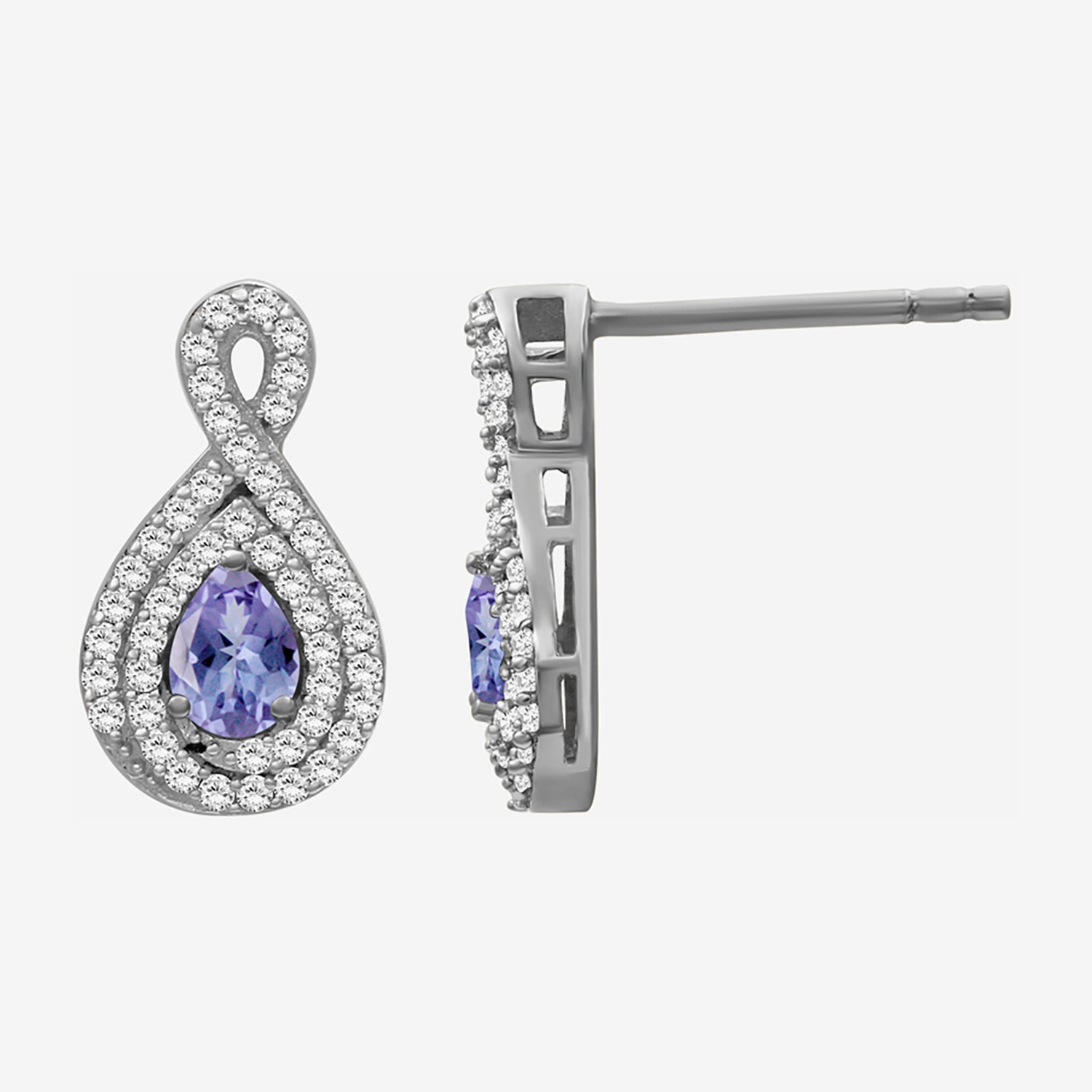 (I-J / I2-I3) 1/4 CT. T.W. Genuine Blue Tanzanite 10K Gold 14mm Pear Stud Earrings