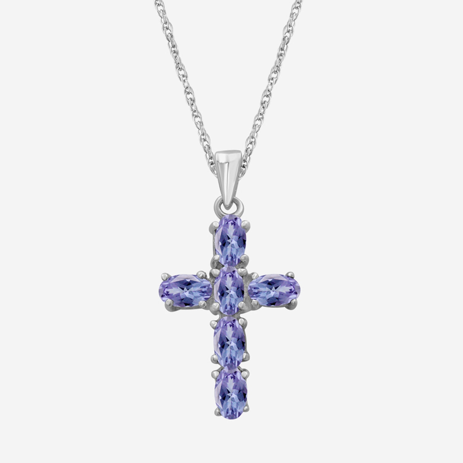 Womens Genuine Blue Tanzanite 10K Gold Cross Pendant