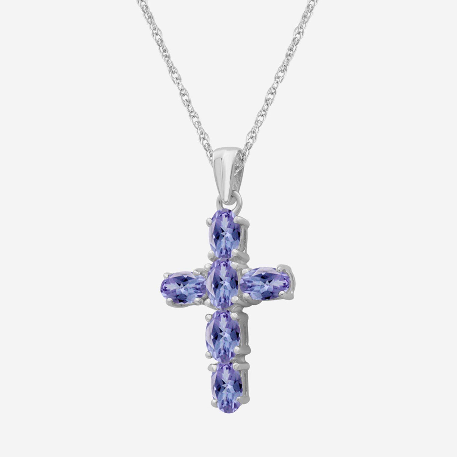 Womens Genuine Blue Tanzanite 10K Gold Cross Pendant